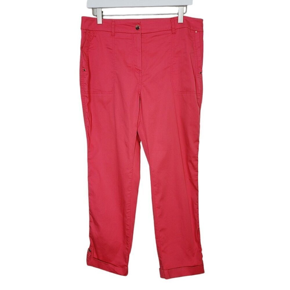 Chico's Covertible Ankle Pants Sz 1P Medium Petite Coral Casual Mature Staple